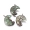 Natural Green Aventurine Tree of Life Wire Wrapped Pendants, with Brass Findings, Crescent Moon, Red Copper, 44~46x26~32x12.5mm, Hole: 6.5x4.5mm