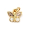 Brass Micro Pave Cubic Zirconia Pendants, Butterfly Charms, Lead Free & Cadmium Free, Long-Lasting Plated, with Jump Ring, Real 18K Gold Plated, 8.5x9.5x2mm, Hole: 3mm