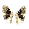 Brass Micro Pave Clear Cubic Zirconia & Quartz Stud Earring Findings, with 925 Sterling Silver Needle, for Half Drilled Beads, Cadmium Free & Nickel Free & Lead Free, Butterfly, Real 18K Gold Plated, 26x17mm, Pin: 11.5x0.8mm
