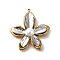 304 Stainless Steel Pendants, with Glass Pearl, Real 18K Gold Plated & Platinum, Flower, 35x33x10mm, Hole: 1.6mm