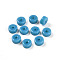 Opaque Solid Color Glass Beads, Flat Round, Steel Blue, 6~6.5x3mm, Hole: 1.2~1.6mm, , about 214pcs/50g