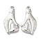 Non-Tarnish 304 Stainless Steel Pendants, Palm with Heart Charm, Stainless Steel Color, 22x12x3.5mm, Hole: 1.2mm