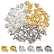 60Pcs 6 Styles Brass Crimp Beads, Long-Lasting Plated, Round, Mixed Color, 4.5~5x3.5x2.5~3.5mm, Hole: 0.9mm, 10pcs/style