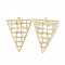 Ion Plating(IP) 304 Stainless Steel Big Pendants, Hollow, Triangle Charm, Real 18K Gold Plated, 50.5x35x2.5mm, Hole: 2.4mm