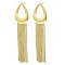 Hollow Teardrop Brass Stud Earrings, Chains Tassel Earrings, Long-Lasting Plated, Lead Free & Cadmium Free, Real 18K Gold Plated, 70x17mm, Pin: 0.8x11mm