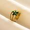304 Stainless Steel Flower Cuff Rings, Love Design Synthetic Malachite Open Ring for Women
