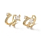 Brass Micro Pave Cubic Zirconia Cuff Earring, Light Gold, 13x12.5mm