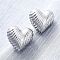 Brass Stud Earrings, Rack Plating, Long-Lasting Plated, Lead Free & Cadmium Free, Heart, Platinum, 19x20mm