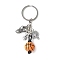 Alloy & Wood Keychain, with Iron Findings, Sports Theme, Platinum, Basketball, 86mm, Pendant: 16.5~23x9~14x2.5~5mm
