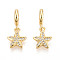Brass Micro Pave Cubic Zirconia European Dangle Charms, Star, Cadmium Free & Lead Free, Large Hole Pendants, Real 18K Gold Plated, 24.5mm, Hole: 4.5mm
