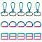 15Pcs 3 Style Rainbow Color Zinc Alloy Swivel Clasps, with D Rings, Slider Buckles, for Bag Replacement Accessories, 2~4.8x2.5~2.7x0.3~0.6cm, Hole: 18.5~19.5x7.5~13mm, 5pcs/style