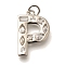 Brass Micro Pave Clear Cubic Zirconia Pendants, with Jump Ring, Lead Free and Cadmium Free, Long-Lasting Plated, Rack Plating, Letter Charms, Platinum, Letter P, 20.5x13.5x2.7mm, jump ring: 5x1mm, 3mm inner diameter.