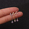 316L Surgical Stainless Steel Micro Pave Clear Cubic Zirconia Cartilage Earrings with Tassel Teardrop, Moon, Rose Gold, 6mm, Pin: 0.8mm