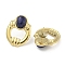 Ion Plating(IP) Real 18K Gold Plated 304 Stainless Steel Oval Stud Earrings, with Natural Lapis Lazuli, 26x20mm
