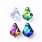 Electroplated Glass Pendants, Silver Plated Bottom, Faceted, Maple Leaf, Mixed Color, 16x11.5x6mm, Hole: 1.2mm, about 36pcs/board, 4board/box