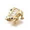Brass with Cubic Zirconia Beads, Frog, Rack Plating, Long-Lasting Plated, Cadmium Free & Nickel Free & Lead Free, Real 18K Gold Plated, 12.5x12.5x5mm, Hole: 1.2mm