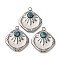 304 Stainless Steel White Enamel Pendants, with Synthetic Turquoise Beads, Rhombus Charms, Stainless Steel Color, 21.5x18.5x4.5mm, Hole: 1.8mm