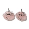 Natural Rose Quartz Copper Wire Wrapped Pendants, Cloud Charms, Rack Plating, Platinum, 47~49x44.5~46x13~13.5mm, Hole: 6~7.5x4.5~5mm