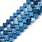 Electroplated Synthetic Non-magnetic Hematite Beads Strands, Cross, Blue Plated, 3x3x1.5mm, Hole: 0.5mm, about 132pcs/strand, 15.75''(40cm)