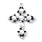 Rack Plating Alloy with ABS Imitation Pearl Pendants, with Rhinestone, Cross, Platinum, 42x31x6mm, Hole: 1.6mm