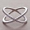Simple Style Brass Cubic Zirconia Finger Rings, Criss Cross Rings, Platinum, Clear, US Size 7(17.3mm)