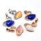 Cat Eye Pendants, with Brass Rhinestone Pendant Settings, Duck, Mixed Color, 22x18x5mm, Hole: 4x5mm