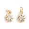 Brass Micro Pave Cubic Zirconia Pendants, with Jump Ring, Long-Lasting Plated, Sun, Clear, Golden, 8x6.5x2.5mm, Hole: 2.5mm