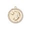 Brass Pendants Pave Shell, with Clear Cubic Zirconia, Cadmium Free & Nickel Free & Lead Free, Round with Moon & Star, Real 18K Gold Plated, 18.5x16.5x2.5mm, Hole: 1.2mm