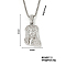 Vintage Alloy Crystal Rhinestone Jesus Head Pendant Necklaces, Platinum, 23.62 inch(60cm)