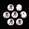 Halloween Printed Natural Wood Beads, Round with Witch, Medium Blue, 15.5x14.5mm, Hole: 4mm