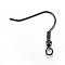 304 Stainless Steel Earring Hooks, with Horizontal Loop, Electrophoresis Black, 20.5x21mm, Hole: 2.5mm, 22 Gauge, Pin: 0.6mm