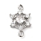 Brass Pave Clear Cubic Zirconia Connector Charms, Cadmium Free & Nickel Free & Lead Free, Flower Links, Platinum, 17x10x4mm, Hole: 1.2mm