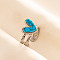 304 Stainless Steel Heart Cuff Rings, Love Design Synthetic Turquoise Open Ring for Women Men