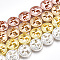Electroplate Non-magnetic Synthetic Hematite Beads Strands, Flat Round with Tree of Life, Mixed Color, 12~13x4.5mm, Hole: 1mm, about 33pcs/strand, 15.9 inch