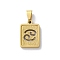 304 Stainless Steel Twelve Constellations Pendants, Real 18K Gold Plated, Rectangle Charm, Cancer, 17.5x12x2mm, Hole: 7.5x3.5mm
