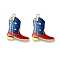Independence Day Alloy Enamel Pendants, Golden, Cowboy Boots, 30x24x4mm, Hole: 2mm