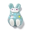 Opaque Resin Cute Animal Cabochons, with Enamel, Rabbit, Aqua, 27x16x8.5mm