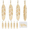 10Pcs Brass Pendants, Long-Lasting Plated, Feather, Real 18K Gold Plated, 33x6.5x1.5mm, Hole: 1.4mm