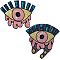 2Pcs 2 Style Iron on/Sew on Sequin Cloth Patches, Costume Accessories, Glittered Appliques, Evil Eye, Mixed Color, 225~320x285~325x1mm, 1pc/style