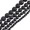 OLYCRAFT 247 Pcs About 4mm 6mm 8mm 10mm Natural Lava Beads Undyed Black Chakra Bead Strand Round Volcanic Lava Gemstone Energy Beads for Bracelets Necklace Jewelry Making