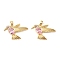 Brass Micro Pave Cubic Zirconia Pendants, Cadmium Free & Lead Free, Bird, Real 18K Gold Plated, Pink, 23x22.5x5mm, Hole: 5x3mm