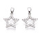 Brass Micro Pave Cubic Zirconia Charms, Cadmium Free & Lead Free, Star, Platinum, 14x12.5x2.5mm, Hole: 5x2mm