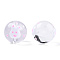 Transparent Handmade Lampwork Beads, Round with Rabbit Pattern, White, 17x16x15mm, Hole: 1.8~2mm