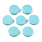 Painted Natural Poplar Wood Beads, Flat Round, Light Sky Blue, 15x4.5mm, Hole: 1.2mm