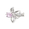 Brass Micro Pave Cubic Zirconia Fold Over Clasps, Cadmium Free & Nickel Free & Lead Free, Flower, Platinum, 27mm