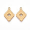 304 Stainless Steel Pendants, Ion Plating(IP), Rhombus Charms, Real 18K Gold Plated, 26x18x2.5mm, Hole: 2mm