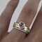 3Pcs Flat Round Alloy with Rhinestone Finger Rings Sets for Women, Golden, US Size 7(17.3mm)