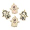 Brass Micro Pave Cubic Zirconia Pendants, Religion Hamsa Hand Charms, with Enamel, Lead Free & Cadmium Free, Long-Lasting Plated, Rack Plating, Real 18K Gold Plated, with Jump Ring, Mixed Color, 31.5x27x2.5mm, Hole: 3.4mm