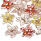 Handmade Wire Wrapped Glass Pendants, with Faceted Glass Beads, Crystal Rhinestone and Light Gold Plated Brass Wire, Flower, Mixed Color, 25~26x24~25x8~10mm