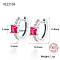 Anti-Tarnish Platinum Rhodium Plated 925 Sterling Silver Hoop Earrings, Square Cubic Zirconia Earrings, with S925 Stamp, Fuchsia, 11.8x13.5mm
